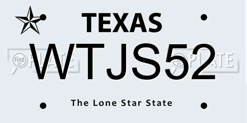 WTJS52 Texas License Plate