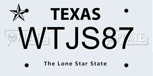 WTJS87 Texas License Plate