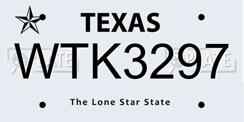 WTK3297 Texas License Plate