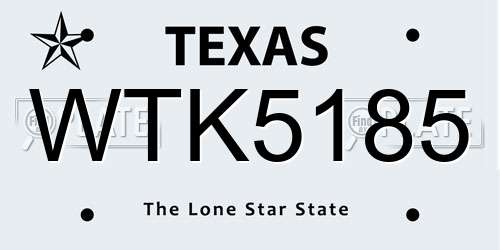 WTK5185 Texas License Plate