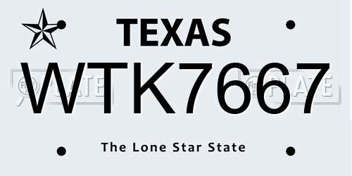 WTK7667 Texas License Plate