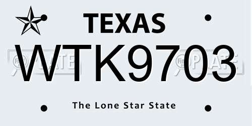 WTK9703 Texas License Plate