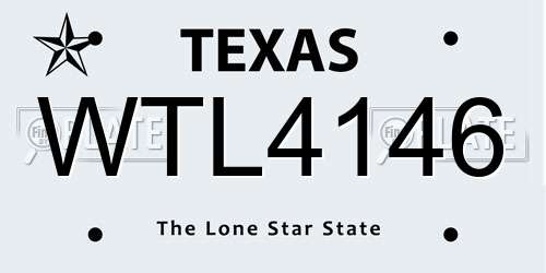 WTL4146 Texas License Plate