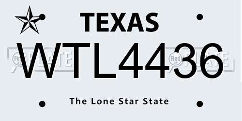 WTL4436 Texas License Plate