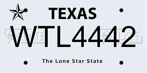 WTL4442 Texas License Plate