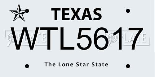 WTL5617 Texas License Plate