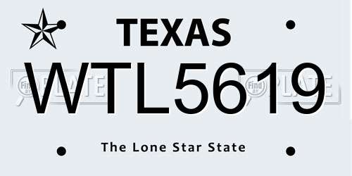 WTL5619 Texas License Plate