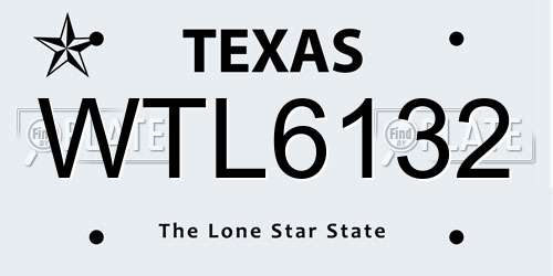 WTL6132 Texas License Plate