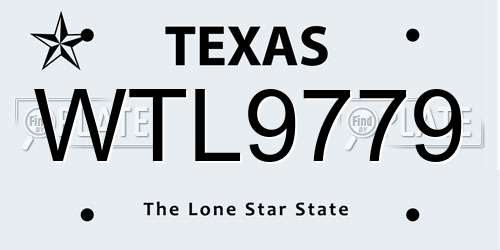 WTL9779 Texas License Plate