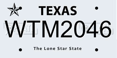 WTM2046 Texas License Plate
