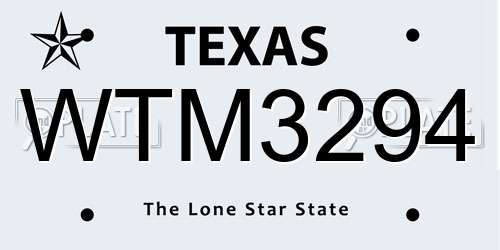 WTM3294 Texas License Plate