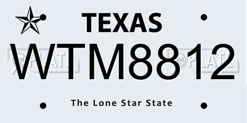 WTM8812 Texas License Plate