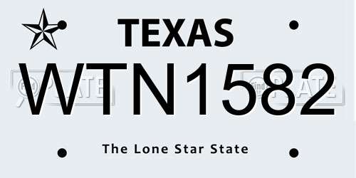WTN1582 Texas License Plate