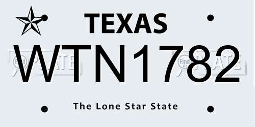 WTN1782 Texas License Plate