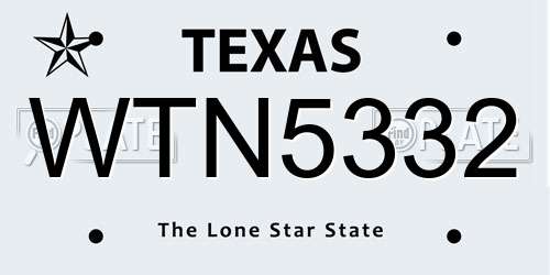 WTN5332 Texas License Plate