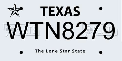 WTN8279 Texas License Plate