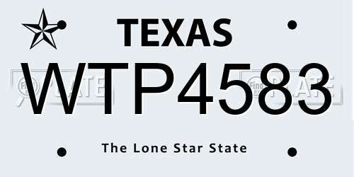 WTP4583 Texas License Plate