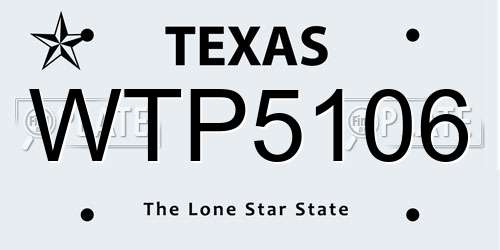 WTP5106 Texas License Plate