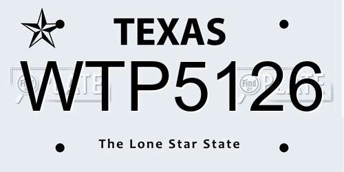WTP5126 Texas License Plate