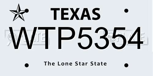 WTP5354 Texas License Plate