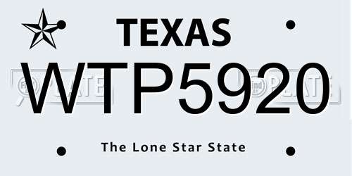 WTP5920 Texas License Plate