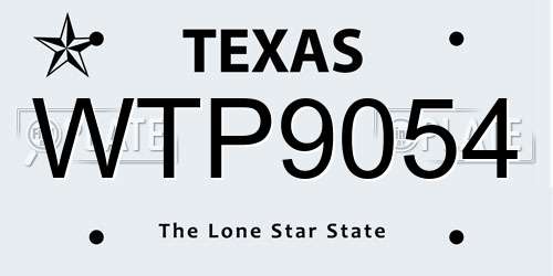 WTP9054 Texas License Plate