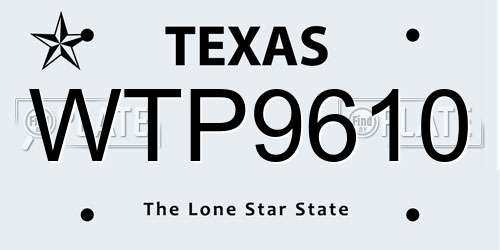 WTP9610 Texas License Plate