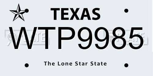 WTP9985 Texas License Plate