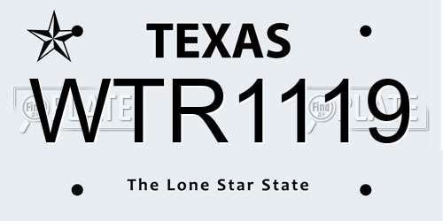 WTR1119 Texas License Plate