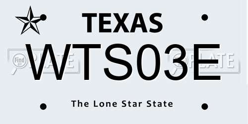 WTS03E Texas License Plate