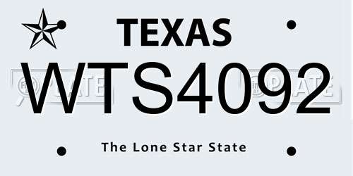 WTS4092 Texas License Plate