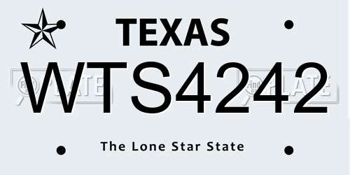 WTS4242 Texas License Plate