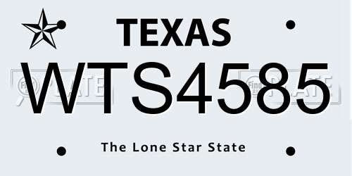 WTS4585 Texas License Plate
