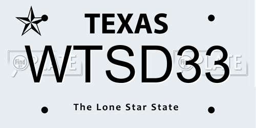 WTSD33 Texas License Plate