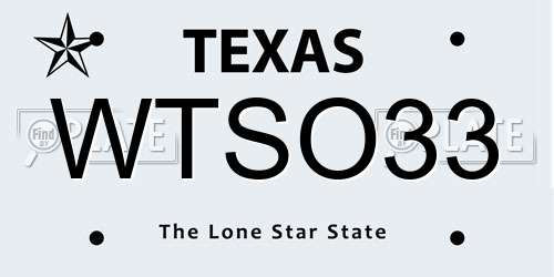 WTSO33 Texas License Plate