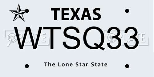WTSQ33 Texas License Plate