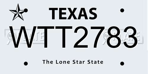WTT2783 Texas License Plate