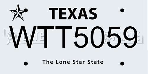 WTT5059 Texas License Plate