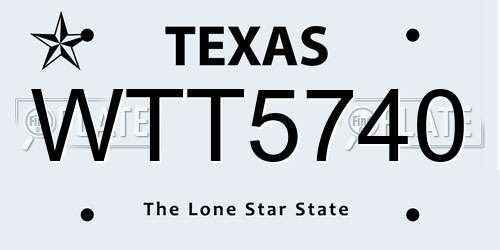 WTT5740 Texas License Plate