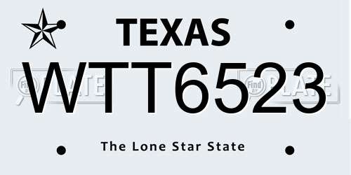 WTT6523 Texas License Plate