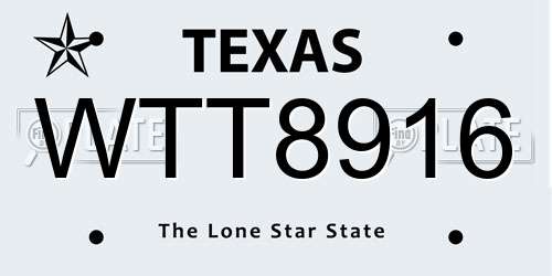 WTT8916 Texas License Plate