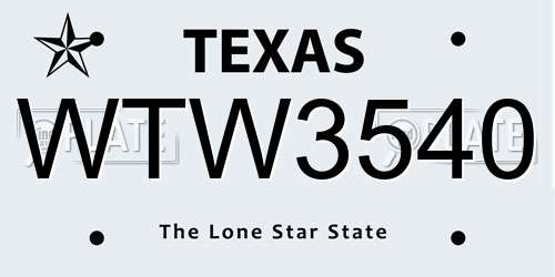 WTW3540 Texas License Plate