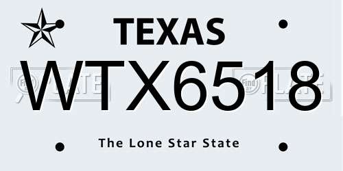 WTX6518 Texas License Plate