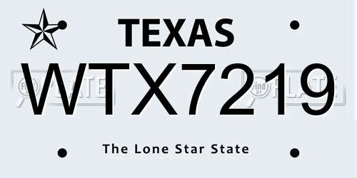 WTX7219 Texas License Plate