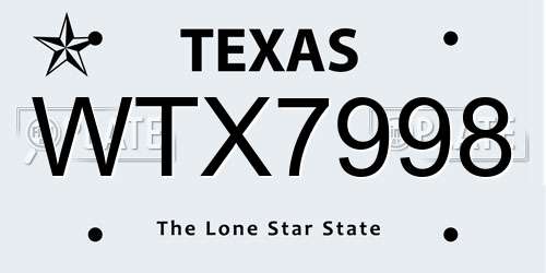 WTX7998 Texas License Plate