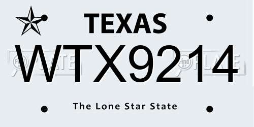 WTX9214 Texas License Plate