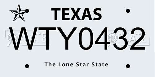 WTY0432 Texas License Plate