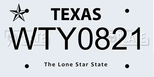 WTY0821 Texas License Plate
