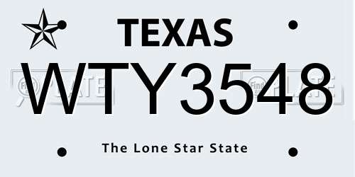 WTY3548 Texas License Plate