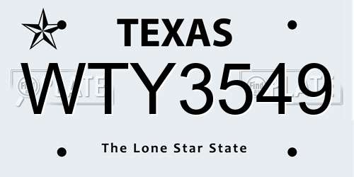WTY3549 Texas License Plate